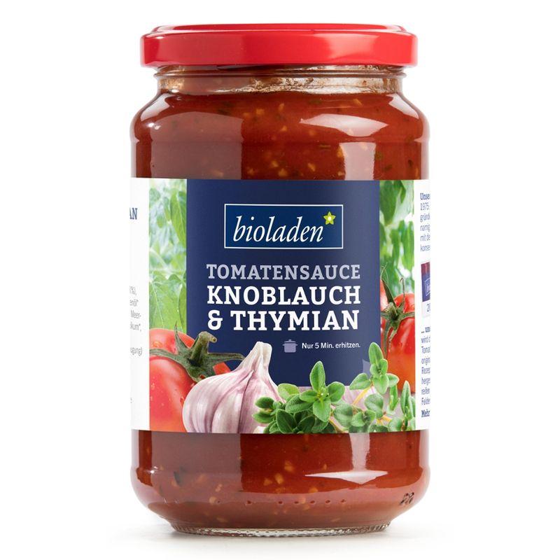 bioladen Tomatensauce Koblauch & Thymian - Produktbild