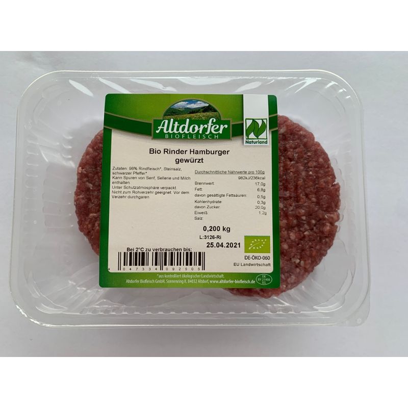 Altdorfer Biofleisch Bio Rinder Hamburger 200g - Produktbild