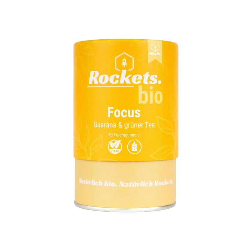 Rockets Bio Focus Fruchtgummi mit pflanzlichem Koffein aus grünem Tee und Guarana - Produktbild