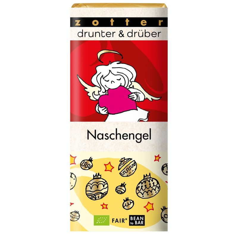 Zotter Schokolade drunter & drüber Naschengel -  Milchschoko + Karamell • Orange - Produktbild