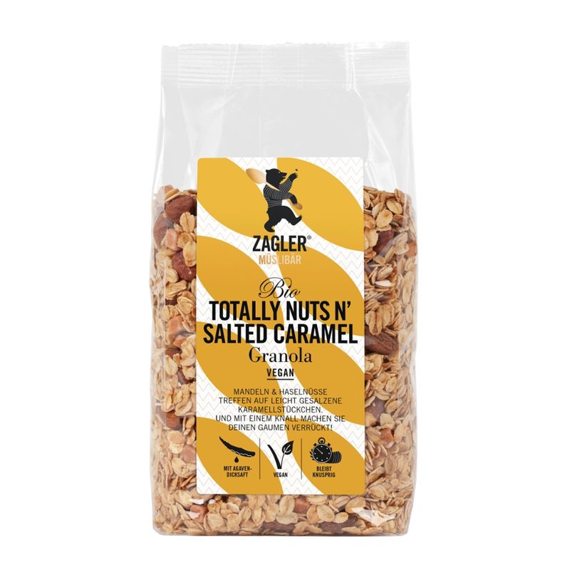 ZAGLER MÜSLIBÄR ZAGLER  Bio-Totally-Nuts N'-Salted-Caramel-Granola 400g, knusprig gebacken - Produktbild