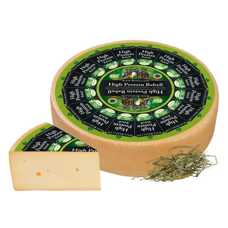 Käserebellen Bio High Protein Rebell, Schnittkäse 35% Fett i.Tr., aus Bio-Bergbauern-Heumilch g.t.S., 1/2 Laib ca. 3 kg - Produktbild