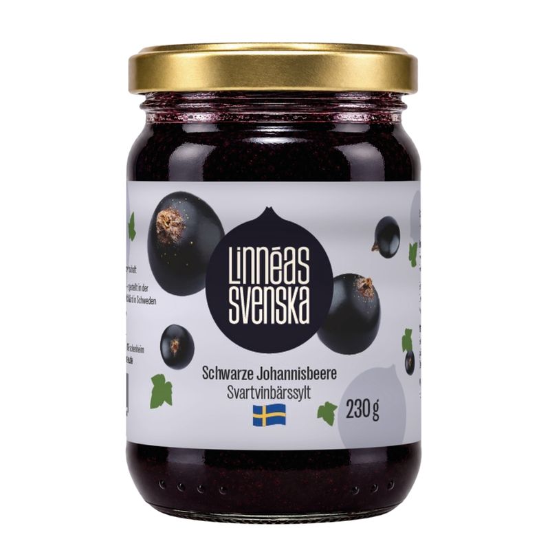 Linnéas Svenska Svartvinsbärssylt, kbA, Schwarze Johannisbeere - Produktbild