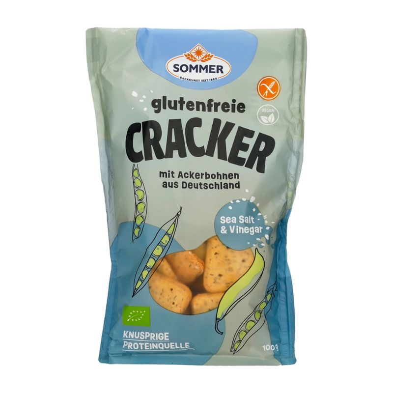 SOMMER BACKKUNST SEIT 1864 Bio glutenfreie Cracker Sea Salt & Vinegar 100g - Produktbild