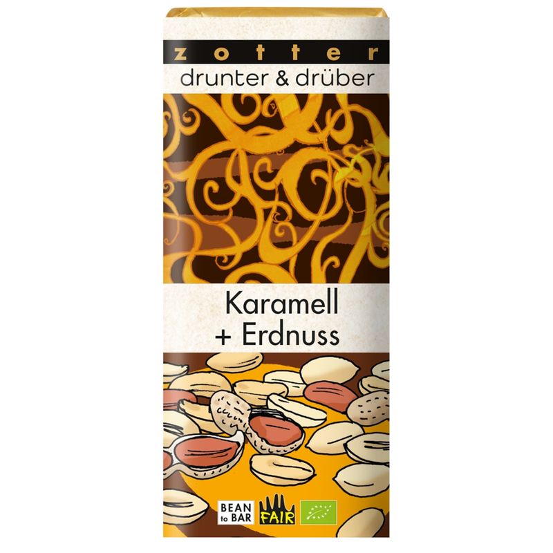 Zotter Schokolade drunter & drüber Karamell + Erdnuss - Produktbild