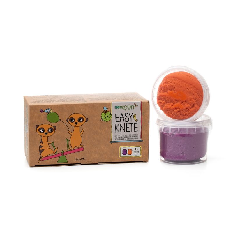 neogrün Bio Easy-Knete 2er Set SURI - violett/orange - Produktbild