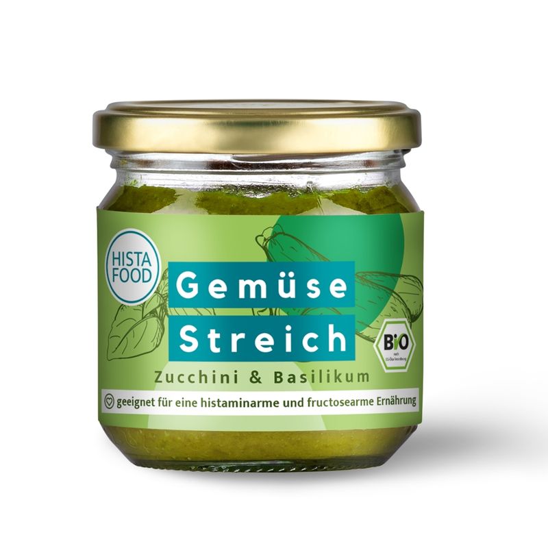 HistaFood Bio GemüseStreich mit Zucchini und Basilikum, geeignet für eine histaminarme Ernährung - Produktbild
