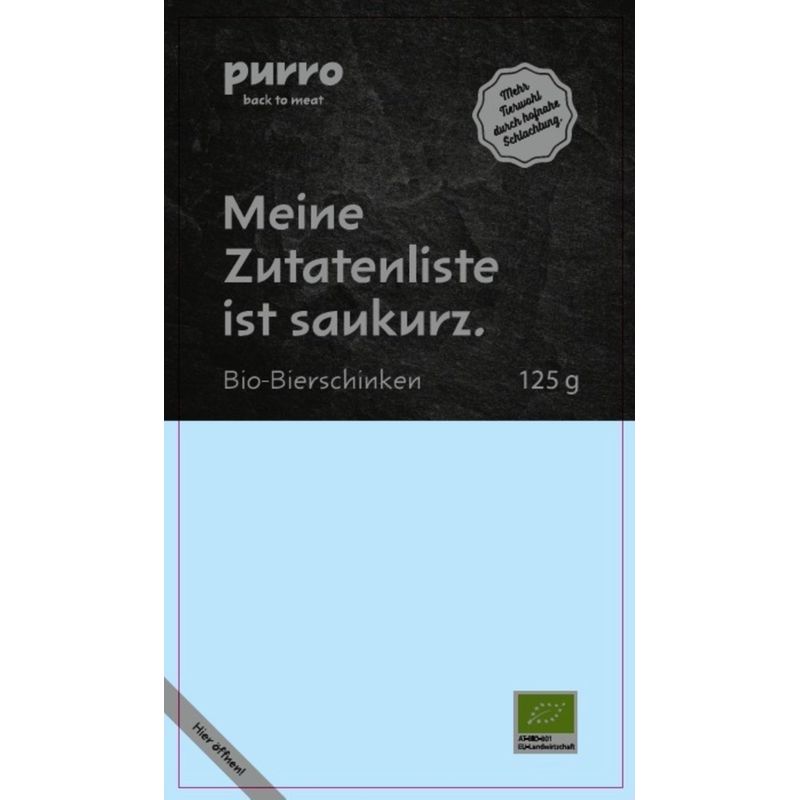 PURRO PUR BIO-Bierschinken e125g GS/atmo - Produktbild