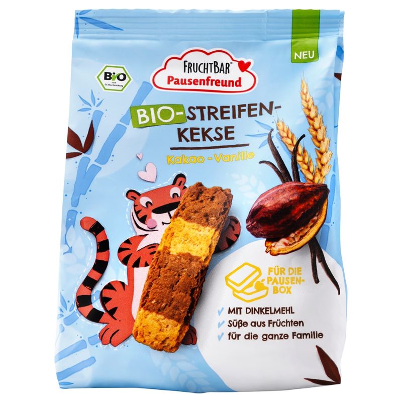 FruchtBar Pausenfreund  FruchtBar Pausenfreund – Bio-Streifen-Kekse , Kakao - Vanille - Produktbild