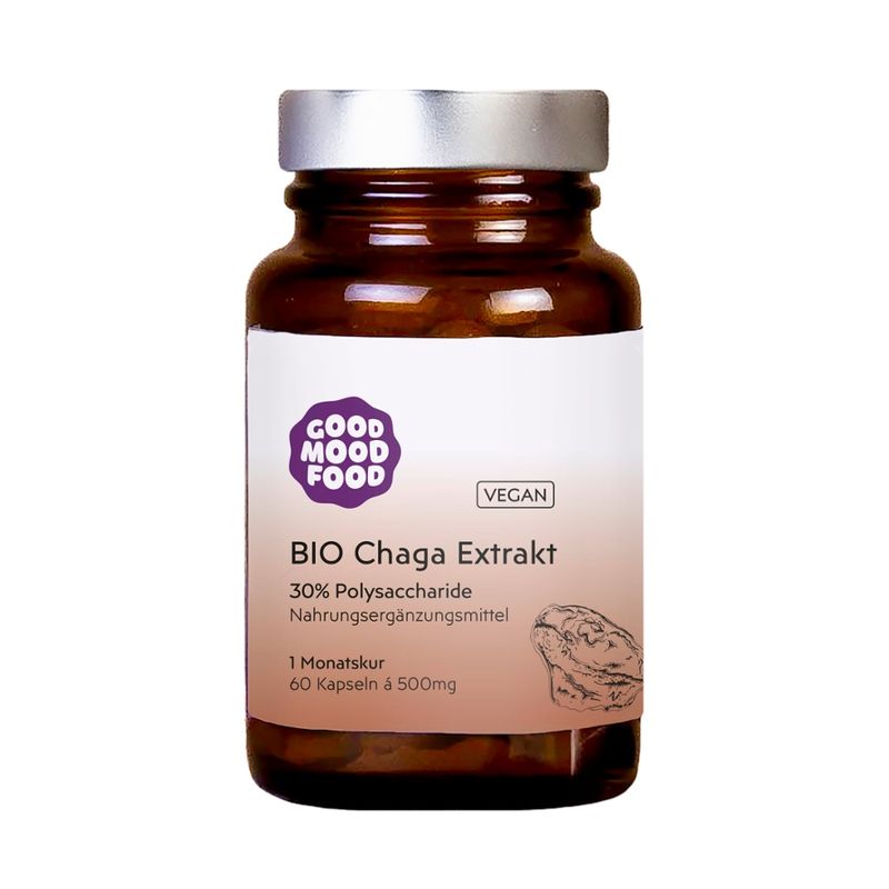 goodmoodfood BIO Chaga - der König der Pilze - (Laubporling) Extrakt, Monatskur, 60 Kapseln a´500mg, 30% Polysaccharide - Produktbild