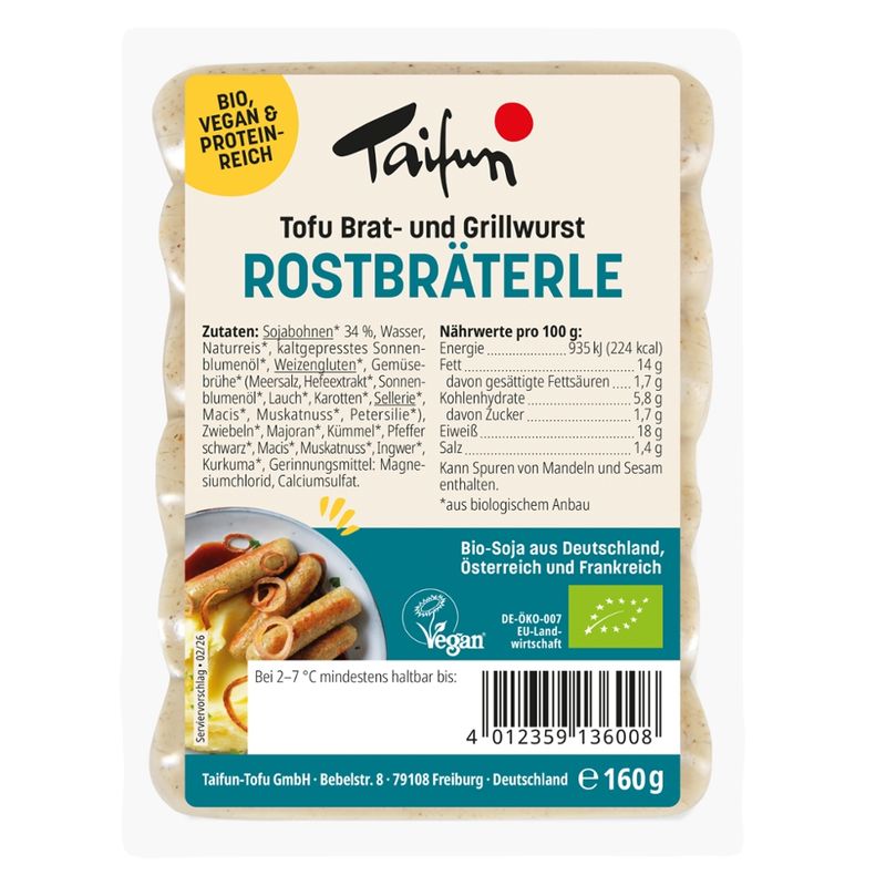 Taifun Tofu Brat- und Grillwurst Rostbräterle - Produktbild