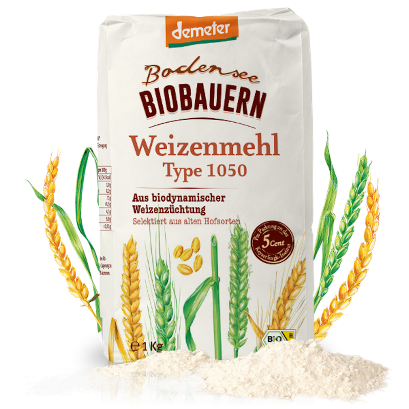 Bodensee-Bio-Bauern Demeter Weizenmehl Type 1050 aus biodynamischer Weizenzüchtung - Produktbild
