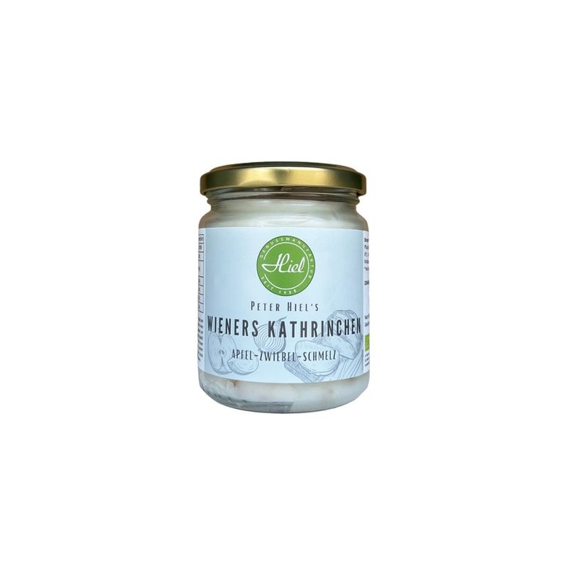 Hiel - Vegetarische Feinkost Wieners Kathrinchen - Veganes Apfel-Zwiebel-Schmelz - seit 1988 - Produktbild