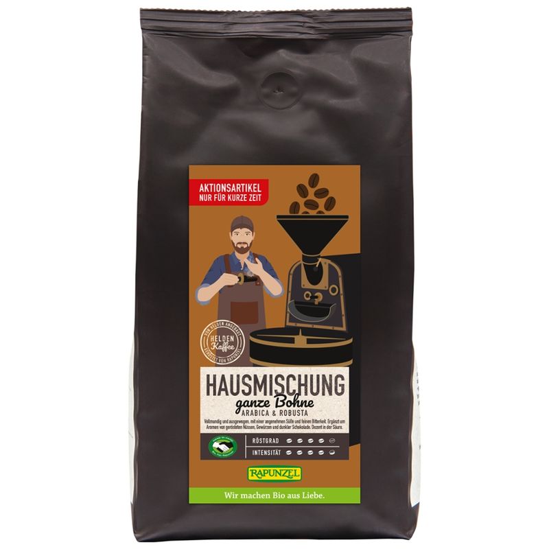 Rapunzel Heldenkaffee Hausmischung, ganze Bohne HIH - Produktbild