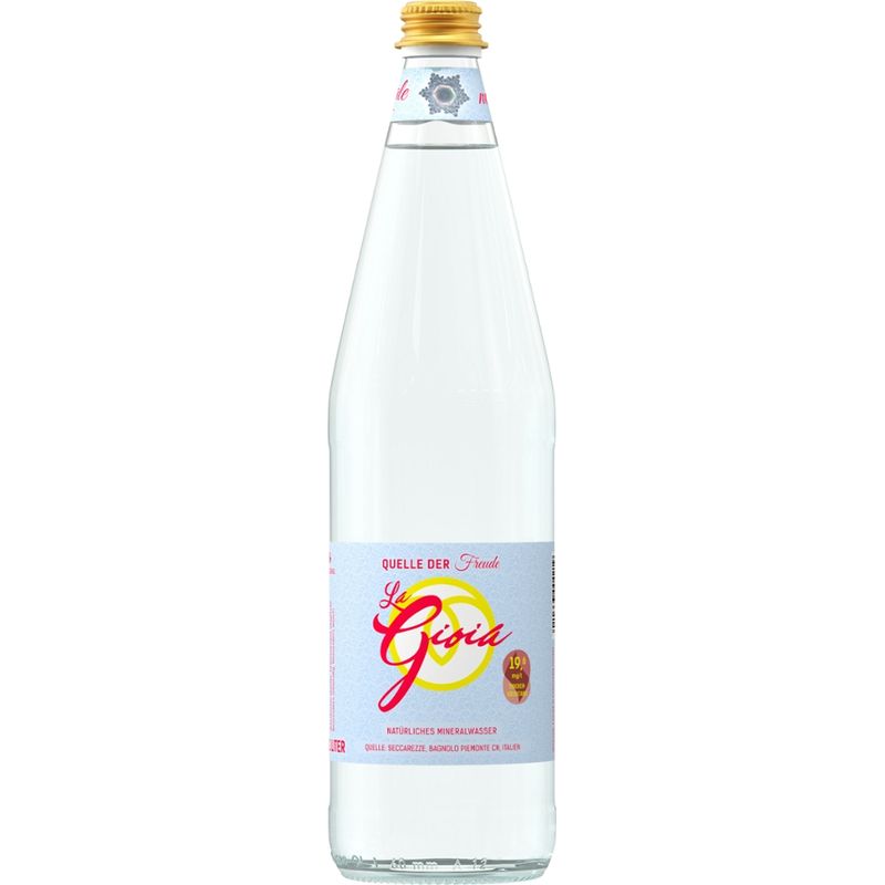 La Gioia La Gioia - Quelle der Freude, natürliches Mineralwasser, absolut leicht, nur 19,6 mg/l Trockenrückstand. Ohne Kohlensäure. Besonders lebendig, besonders weich. - Produktbild