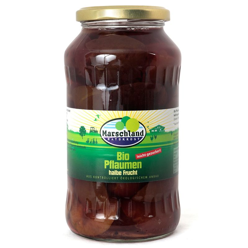Marschland  Bio-Pflaumen, halbe Früchte 720 ml Gl. MARSCHLAND - Produktbild