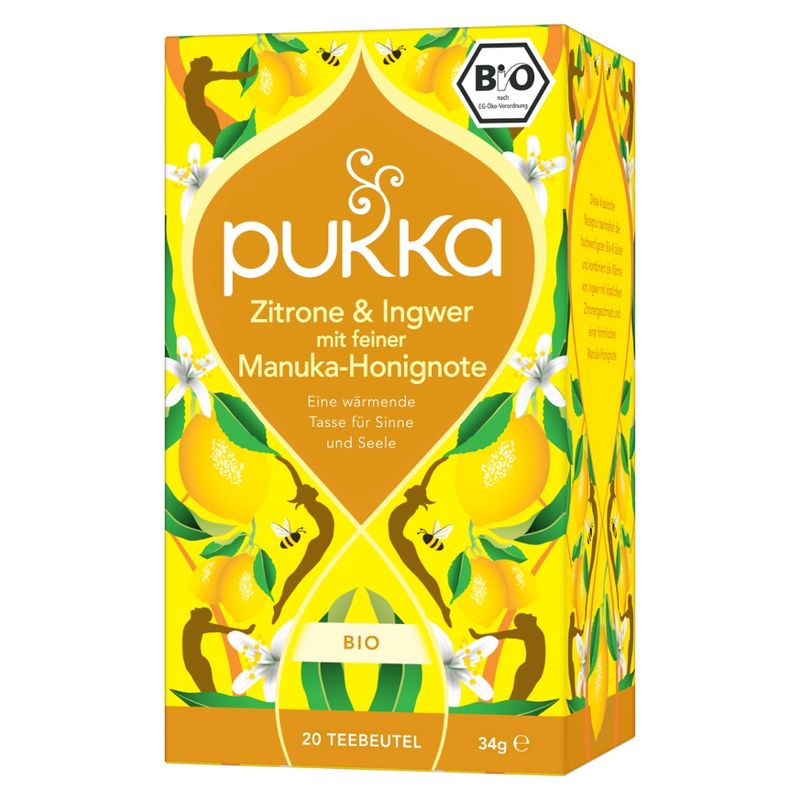 Pukka Pukka Bio Tee Zitrone & Ingwer mit feiner Manuka-Honignote - Produktbild