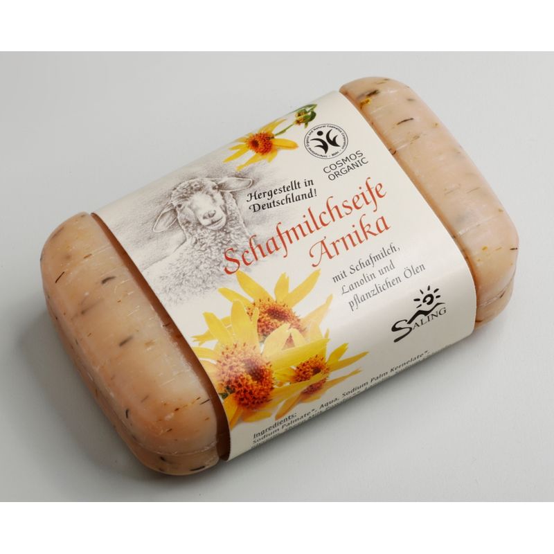 Saling Schafmilchseife Arnika, 100g Stück mit Banderole, cosmos organic zertifiziert - Produktbild