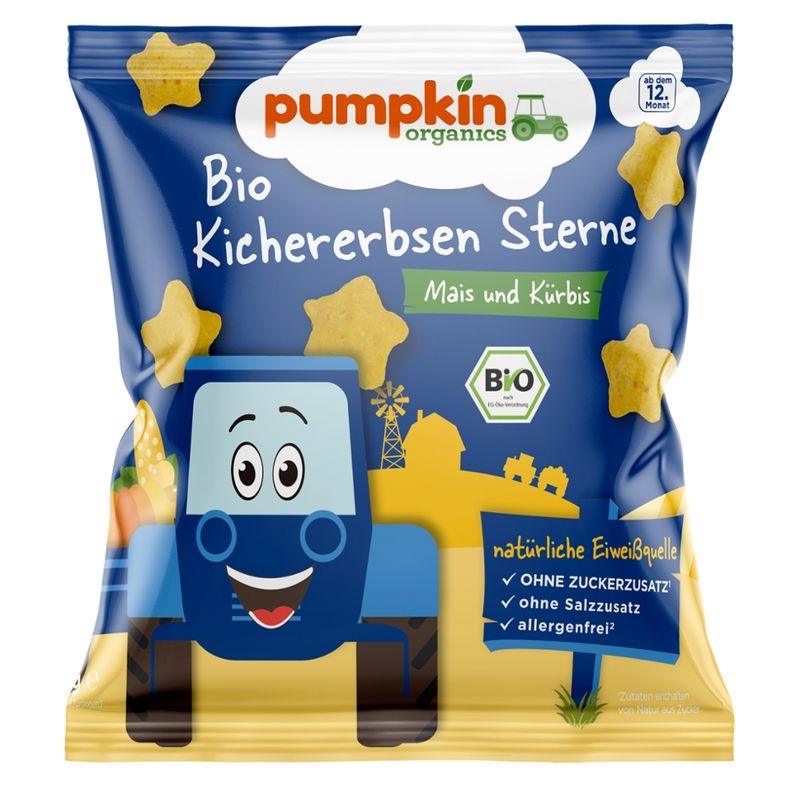 Pumpkin Organics Pumpkin Organics: Bio Kichererbsen Sterne mit Mais und Kürbis - Produktbild