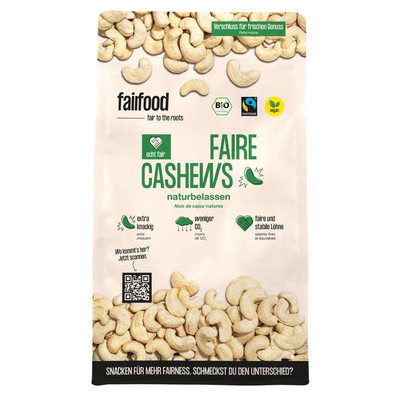 fairfood Freiburg Cashews naturbelassen, 600g, Bio & Fairtrade - Produktbild