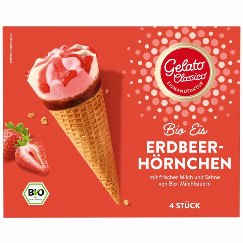 Gelato Classico Eismanufaktur Gelato Classico Bio Eis Erdbeerhörnchen - Produktbild