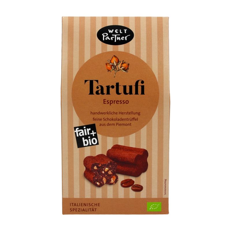 WeltPartner Tartufi Espresso, Schokoladentrüffel,  120g, vegan - Produktbild
