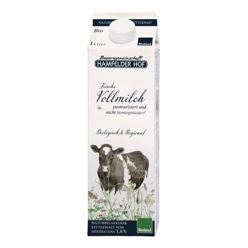 Hamfelder Hof Frische Vollmilch, mind. 3,8% Fett, nicht homogenisiert - Produktbild