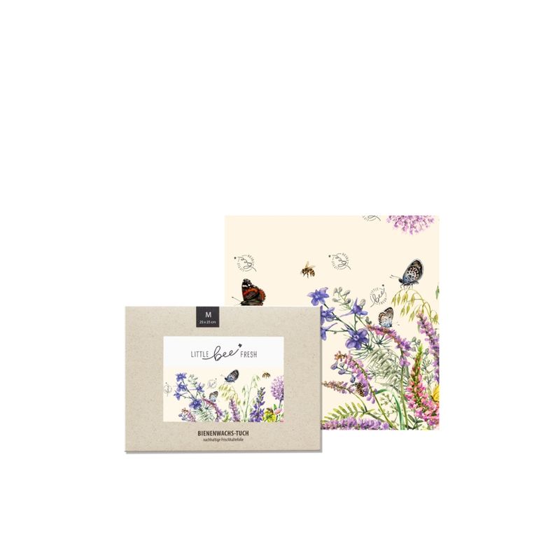 little bee fresh Bio-Bienenwachstuch „M“ – 25x25 cm - bunte Blumenwiese - Produktbild