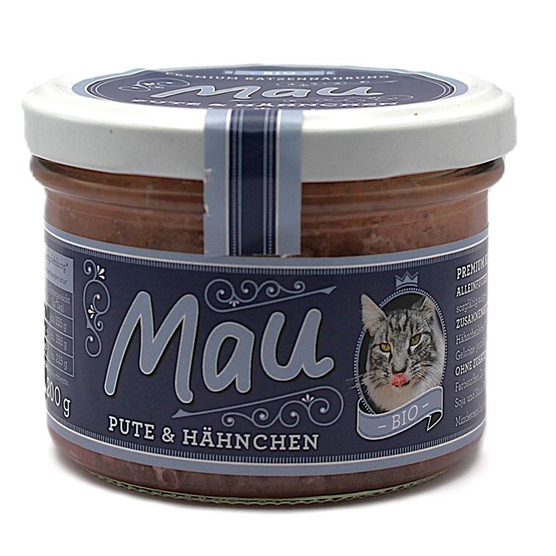 Wuff & Mau Heimtiernahrung  Mau Bio Pute & Hähnchen Katzennahrung 200g - Produktbild