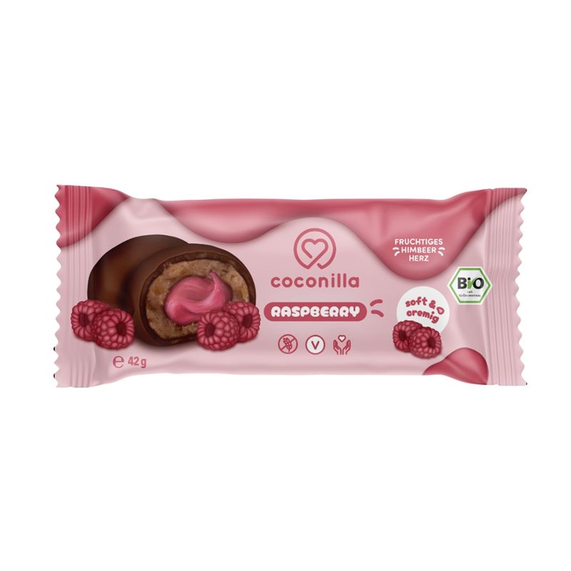 coconilla Gefüllte Bliss Balls umzogen mit Schokolade - Cream Bites Raspberry - Produktbild