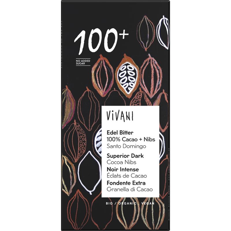 Vivani Edel Bitter 100% Cacao + Nibs, Santo Domingo - Produktbild
