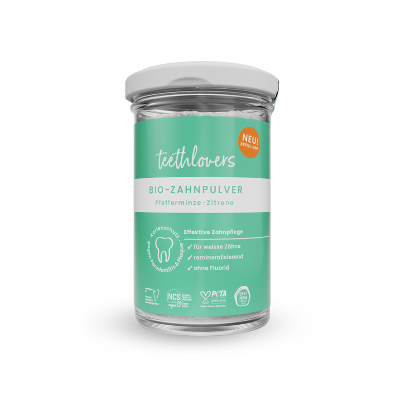 teethlovers Vorratsglas Pfefferminze-Zitrone Zahnpulver, 135g - Produktbild