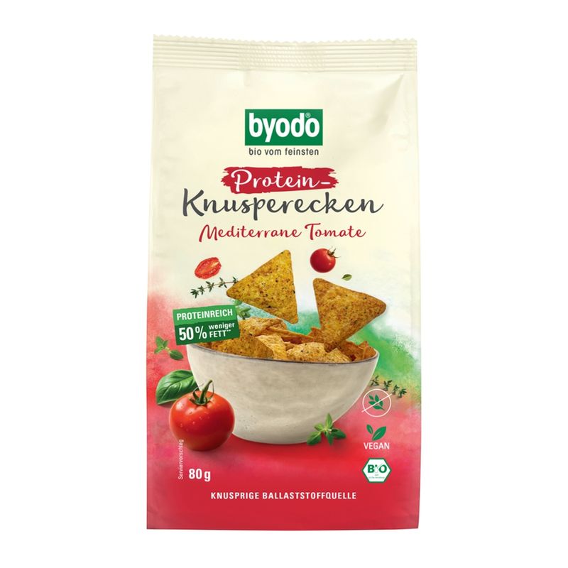 Byodo Protein crisps mediterranean tomato, 80g, rich in protein & glutenfree - Produktbild