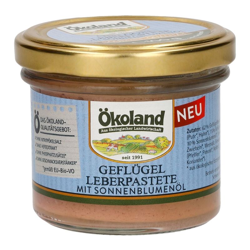 ÖKOLAND Geflügel-Leberpastete mit Sonnenblumenöl in Gourmet-Qualität - Produktbild