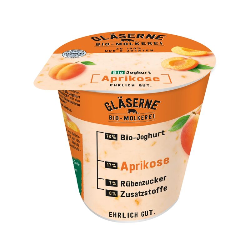 Gläserne Molkerei GM Bio Joghurt Aprikose 150g - Produktbild