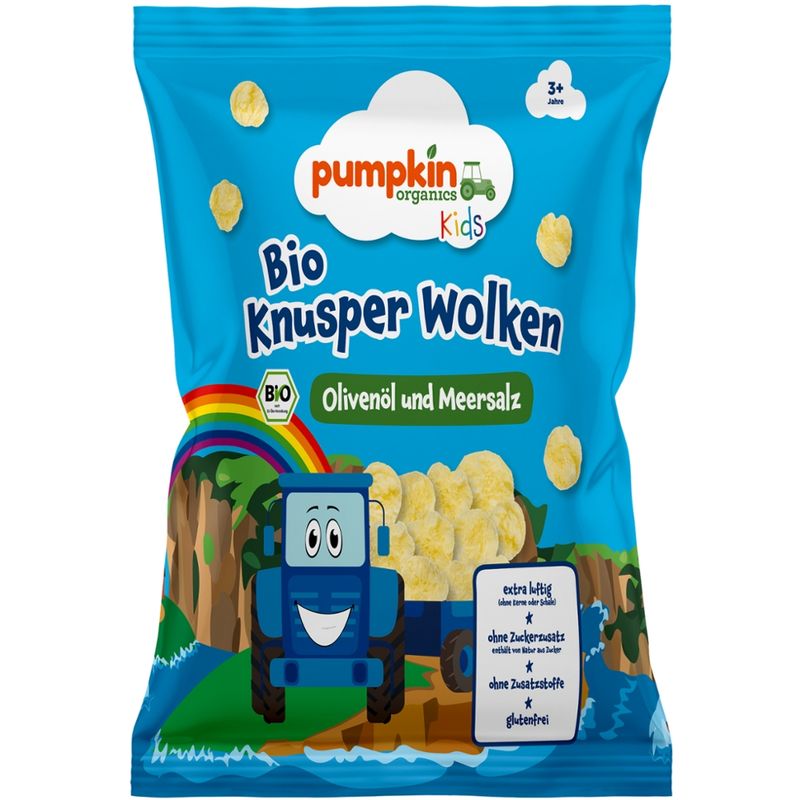 Pumpkin Organics Bio Knusper Wolken Olivenöl und Meersalz - Produktbild