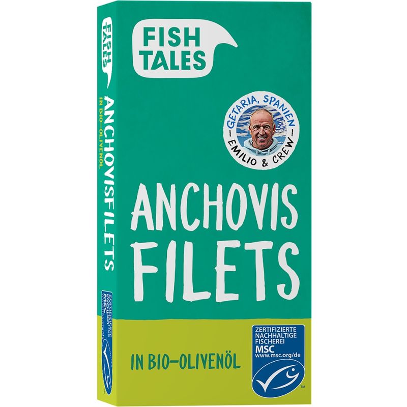 Fish Tales Kantabrische Anchovis Filets in BIO olivenöl MSC - Produktbild