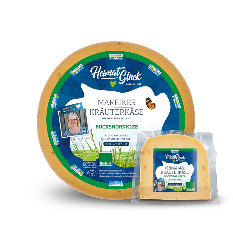 HeimatGlück Mareike's Kräuterkäse - Bockshornklee, Bio Schnittkäse mind. 50 % Fett i. Tr. - Produktbild