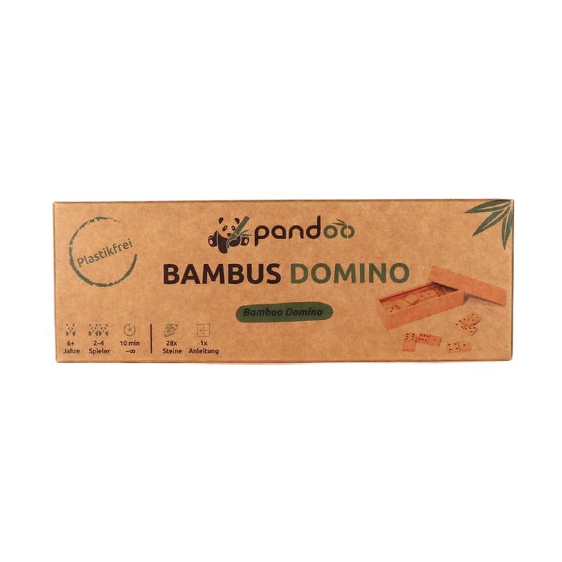 pandoo pandoo Domino aus Bambus (Doppel 6) – der Spieleklassiker für 2 bis 4 Personen, kompakt genug für Reise, Strand und Sonntagabend. - Produktbild