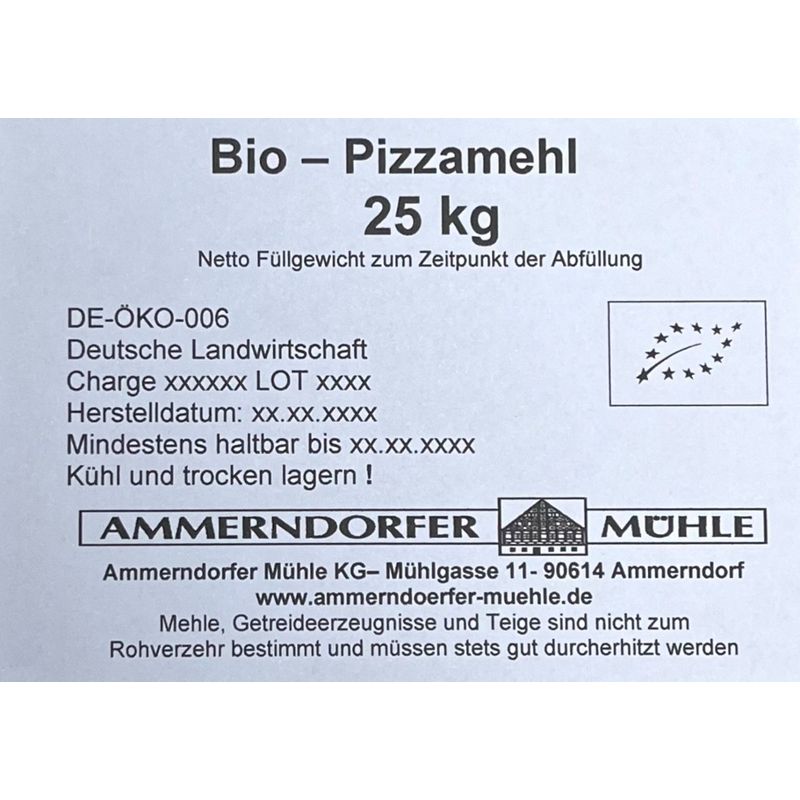 Ammerndorfer Mühle Bio Pizzamehl 25 kg - Produktbild