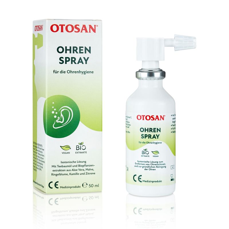 otosan OTOSAN Ohrenspray 50 ml für eine schonende und natürliche Ohrenhygiene - Otosan hat ein schonendes Ohrenspray auf natürliche Basis entwickelt. Es kann fü die tägliche Ohrenhygiene eingesetzt werden. Otosan Ohrenspray hilft beim Austritt von Ohrenschmalz - Produktbild