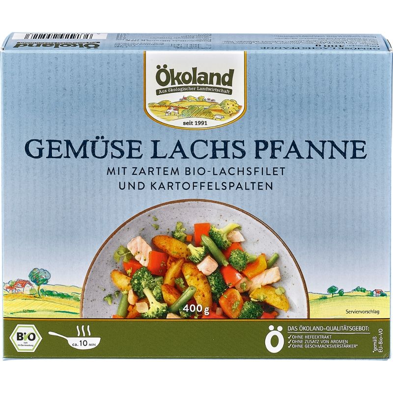 ÖKOLAND Gemüse-Lachs-Pfanne mit zartem Bio-Lachsfilet und Kartoffelspalten - Produktbild