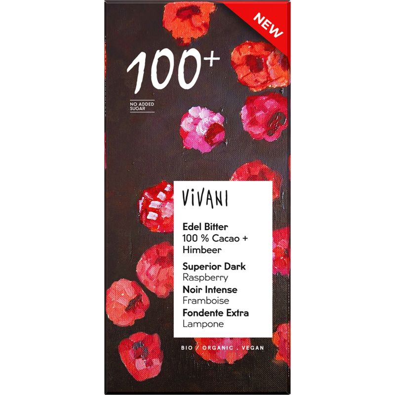 Vivani Edel Bitter 100% Cacao + Himbeer - Produktbild