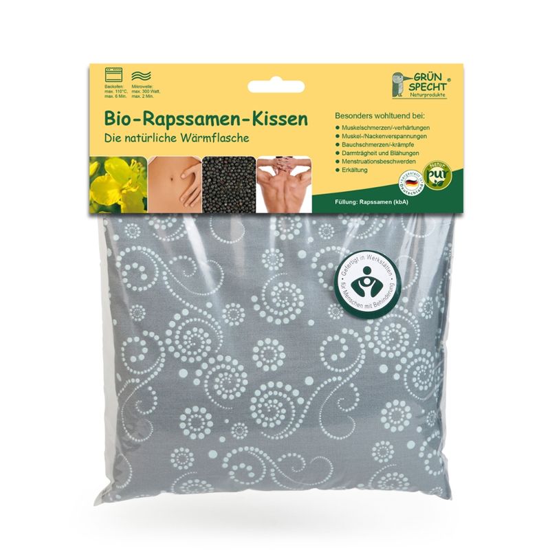 GRÜNSPECHT Naturprodukte Bio-Rapssamen-Kissen 22 x 24 cm, grau-mint - Produktbild