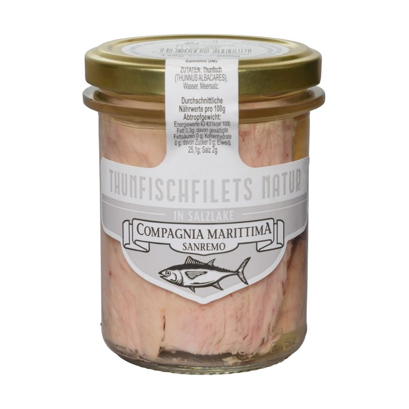 Compagnia Marittima Sanremo  Thunfisch-Filets am Stück - handgelegt & schonend gegart - in Salzlake - Produktbild