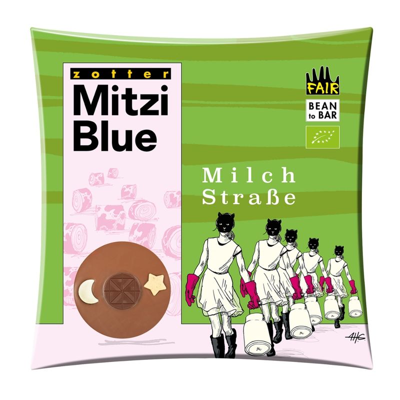 Zotter Schokolade Milchstraße • Milchschoko 40% + 50% + Kokosmond + Karamellstern - Produktbild
