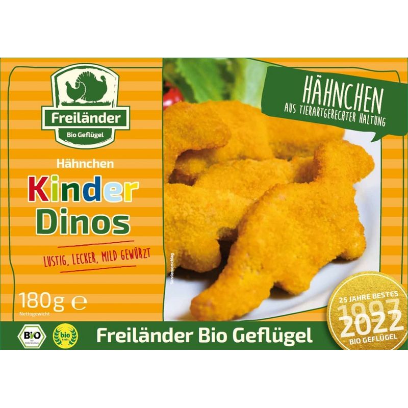 Freiländer Bio Geflügel Hähnchen Kinder Dinos, Bio, tiefgefroren, 4 Kartons/Gebinde - Produktbild