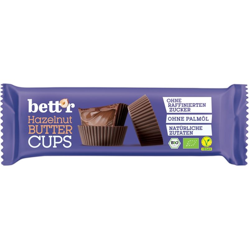 Bett'r Haselnuss Nut Butter Cups  3x13g, Bio, Bett’r - Produktbild