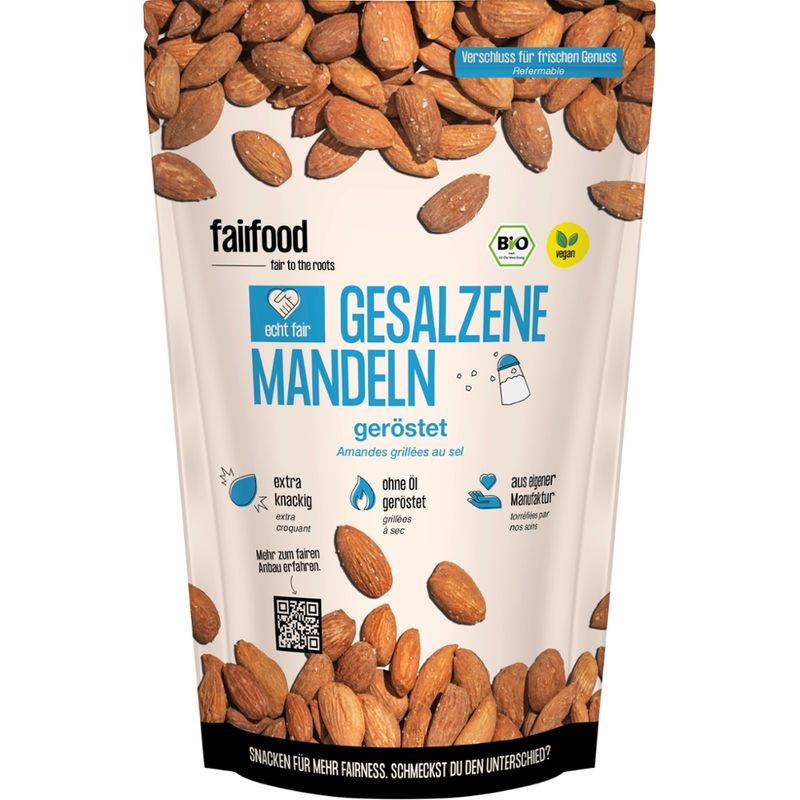fairfood Freiburg Mandeln geröstet & gesalzen (125g, Beutel, Bio ) - Produktbild