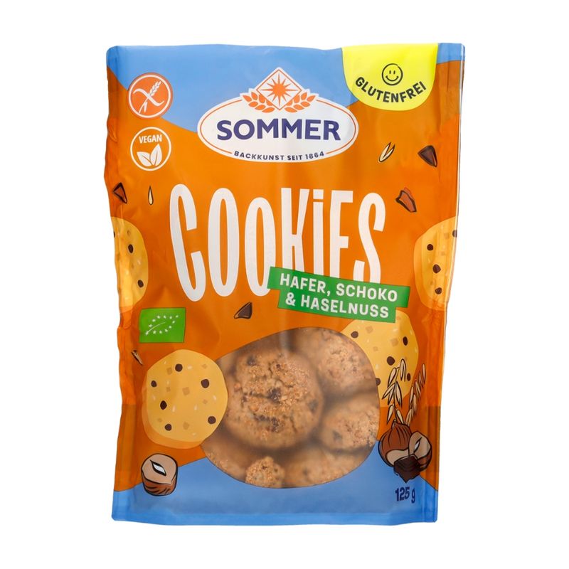 SOMMER BACKKUNST SEIT 1864 Bio Cookies Hafer, Schoko & Haselnuss 125g - GLUTENFREI - Produktbild